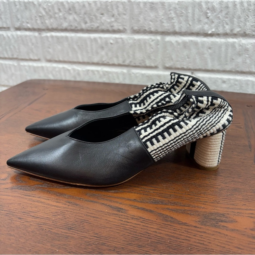 Antolina Women's Dalis Pointed-Toe Pumps Black‎ White Worn Once 36